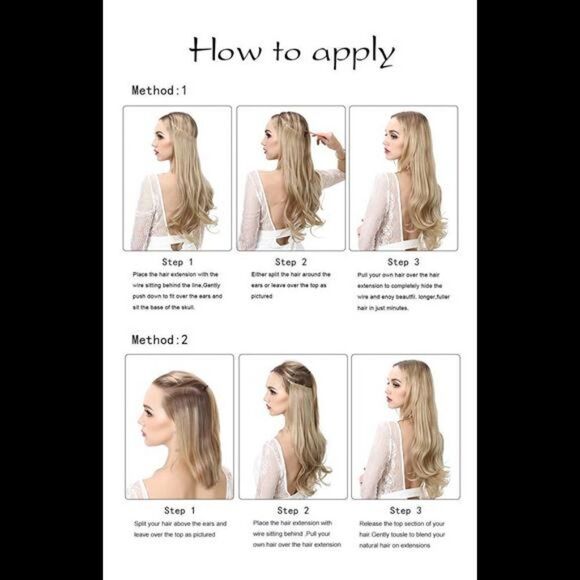 Wavy Curly Hair Extensions Halo Pale Ash Blonde Long halo extension - Picture 5 of 7